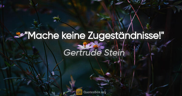 Gertrude Stein Zitat: "Mache keine Zugeständnisse!"