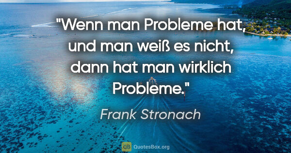 Frank Stronach Zitat: "Wenn man Probleme hat, und man weiß es nicht, dann hat man..."