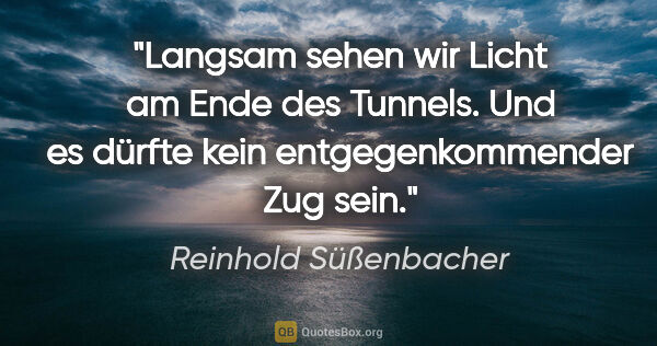 Reinhold Süßenbacher Zitat: "Langsam sehen wir Licht am Ende des Tunnels. Und es dürfte..."