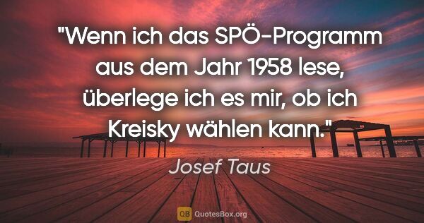 Josef Taus Zitat: "Wenn ich das SPÖ-Programm aus dem Jahr 1958 lese, überlege ich..."