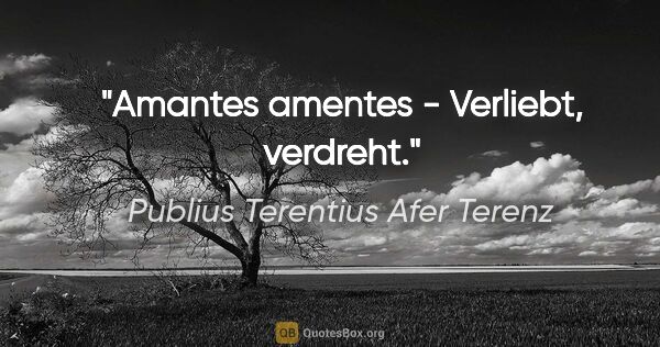 Publius Terentius Afer Terenz Zitat: "Amantes amentes - Verliebt, verdreht."