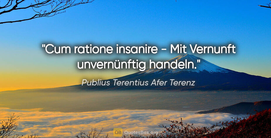 Publius Terentius Afer Terenz Zitat: "Cum ratione insanire - Mit Vernunft unvernünftig handeln."