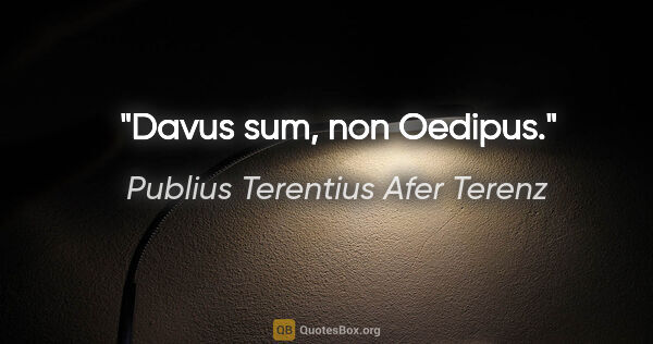 Publius Terentius Afer Terenz Zitat: "Davus sum, non Oedipus."