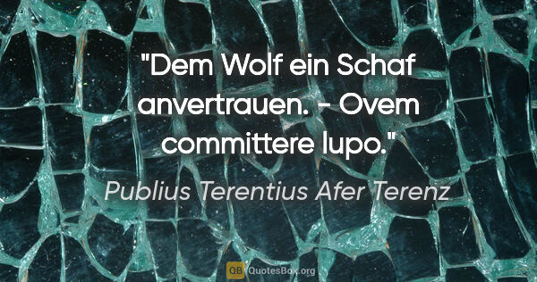 Publius Terentius Afer Terenz Zitat: "Dem Wolf ein Schaf anvertrauen. - Ovem committere lupo."