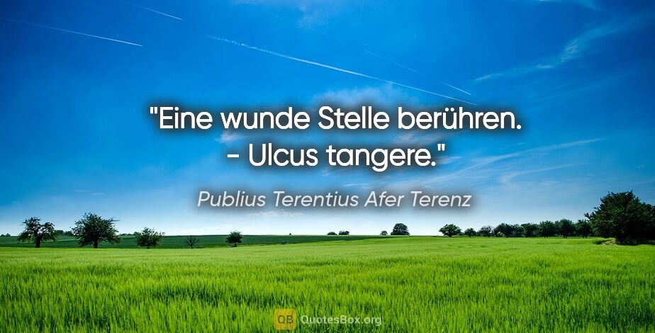 Publius Terentius Afer Terenz Zitat: "Eine wunde Stelle berühren. - Ulcus tangere."