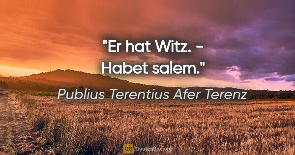Publius Terentius Afer Terenz Zitat: "Er hat Witz. - Habet salem."