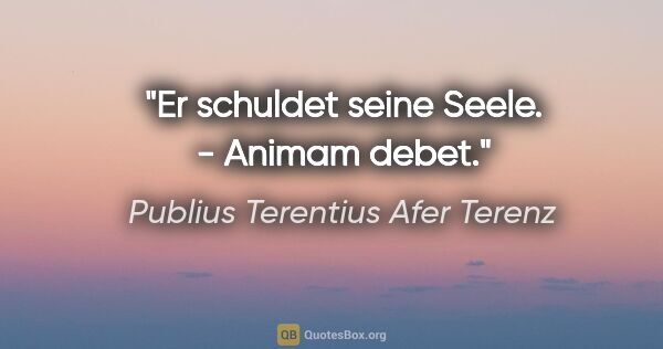 Publius Terentius Afer Terenz Zitat: "Er schuldet seine Seele. - Animam debet."