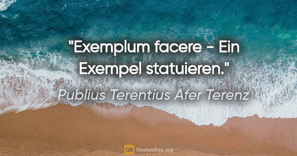 Publius Terentius Afer Terenz Zitat: "Exemplum facere - Ein Exempel statuieren."