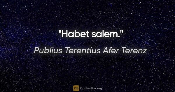Publius Terentius Afer Terenz Zitat: "Habet salem."