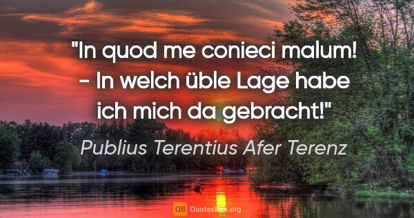 Publius Terentius Afer Terenz Zitat: "In quod me conieci malum! - In welch üble Lage habe ich mich..."