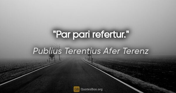 Publius Terentius Afer Terenz Zitat: "Par pari refertur."