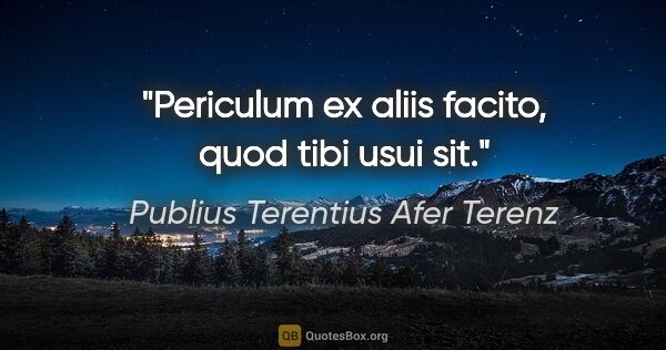 Publius Terentius Afer Terenz Zitat: "Periculum ex aliis facito, quod tibi usui sit."