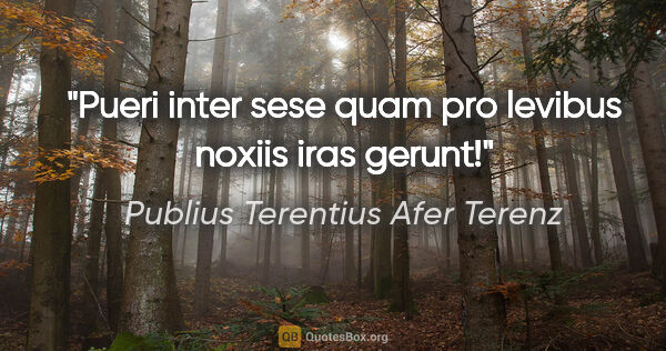 Publius Terentius Afer Terenz Zitat: "Pueri inter sese quam pro levibus noxiis iras gerunt!"