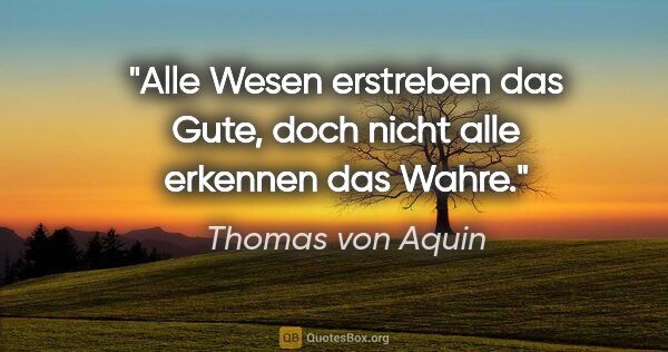 Thomas von Aquin Zitat: "Alle Wesen erstreben das Gute, doch nicht alle erkennen das..."