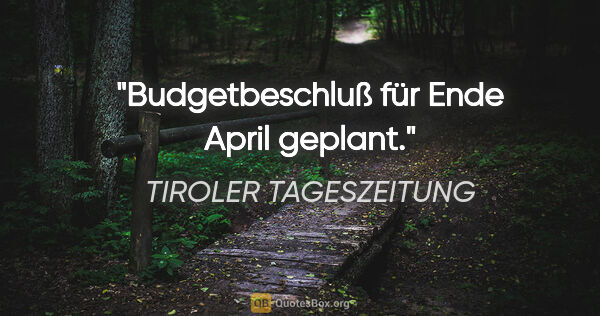 TIROLER TAGESZEITUNG Zitat: "Budgetbeschluß für Ende April geplant."