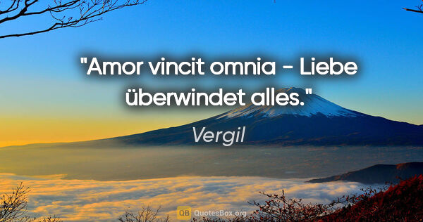 Vergil Zitat: "Amor vincit omnia - Liebe überwindet alles."