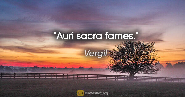 Vergil Zitat: "Auri sacra fames."