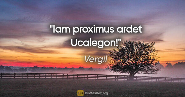 Vergil Zitat: "Iam proximus ardet Ucalegon!"