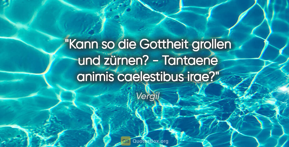 Vergil Zitat: "Kann so die Gottheit grollen und zürnen? - Tantaene animis..."