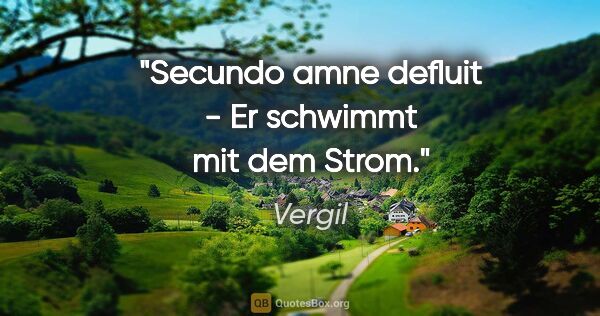 Vergil Zitat: "Secundo amne defluit - Er schwimmt mit dem Strom."