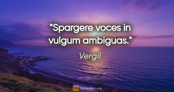 Vergil Zitat: "Spargere voces in vulgum ambiguas."