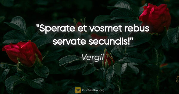 Vergil Zitat: "Sperate et vosmet rebus servate secundis!"