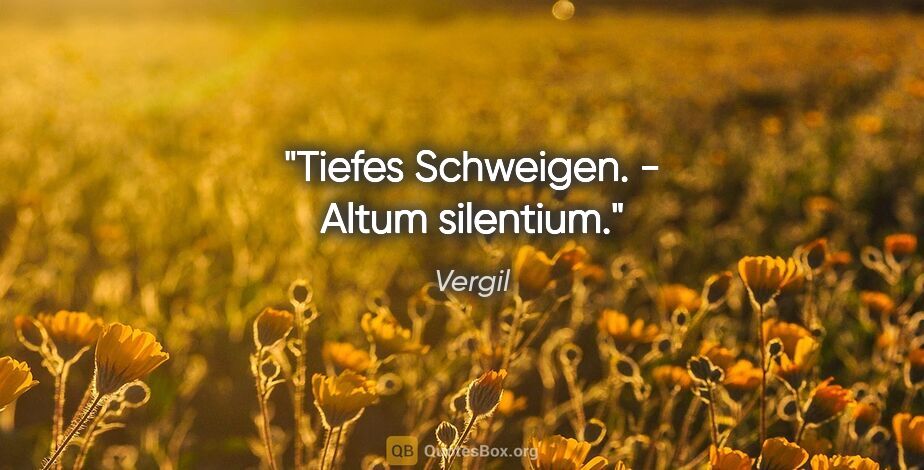 Vergil Zitat: "Tiefes Schweigen. - Altum silentium."