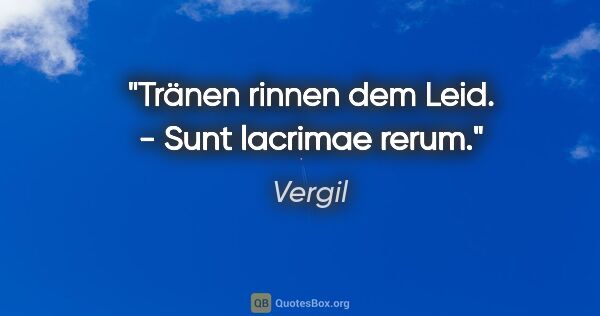 Vergil Zitat: "Tränen rinnen dem Leid. - Sunt lacrimae rerum."