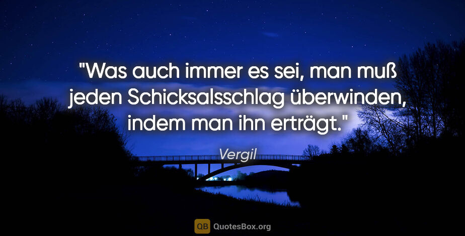 Vergil Zitat: "Was auch immer es sei, man muß jeden Schicksalsschlag..."