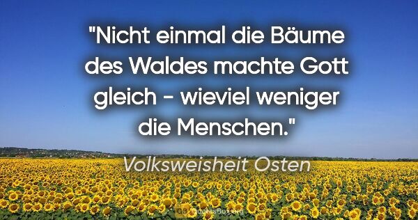 Volksweisheit Osten Zitat: "Nicht einmal die Bäume des Waldes machte Gott gleich - wieviel..."