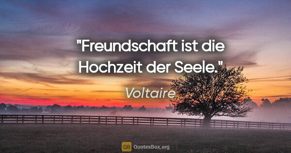 Voltaire Zitat: "Freundschaft ist die Hochzeit der Seele."