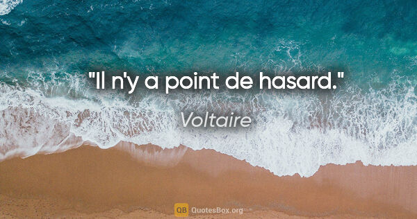 Voltaire Zitat: "Il n'y a point de hasard."