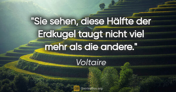 Voltaire Zitat: "Sie sehen, diese Hälfte der Erdkugel taugt nicht viel mehr als..."