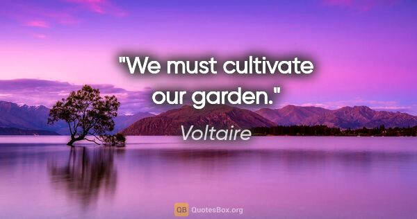 Voltaire Zitat: "We must cultivate our garden."