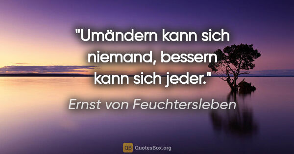 Ernst von Feuchtersleben Zitat: "Umändern kann sich niemand, bessern kann sich jeder."