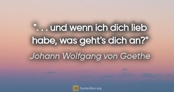 Johann Wolfgang von Goethe Zitat: ". . . und wenn ich dich lieb habe, was geht's dich an?"