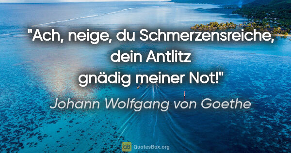 Johann Wolfgang von Goethe Zitat: "Ach, neige, du Schmerzensreiche, dein Antlitz gnädig meiner Not!"