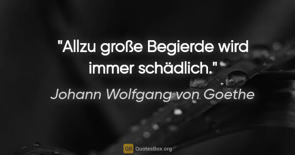 Johann Wolfgang von Goethe Zitat: "Allzu große Begierde wird immer schädlich."