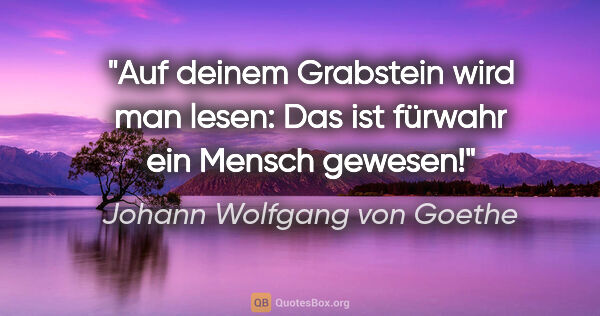 Johann Wolfgang von Goethe Zitat: "Auf deinem Grabstein wird man lesen: Das ist fürwahr ein..."