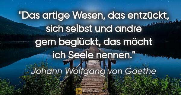 Johann Wolfgang von Goethe Zitat: "Das artige Wesen, das entzückt, sich selbst und andre gern..."