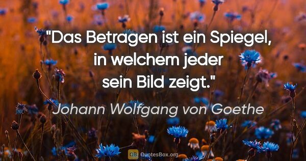 Johann Wolfgang von Goethe Zitat: "Das Betragen ist ein Spiegel, in welchem jeder sein Bild zeigt."