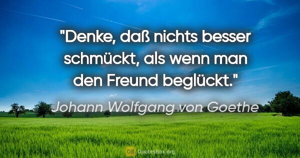 Johann Wolfgang von Goethe Zitat: "Denke, daß nichts besser schmückt, als wenn man den Freund..."
