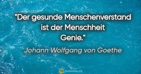 Johann Wolfgang von Goethe Zitat: "Der gesunde Menschenverstand ist der Menschheit Genie."