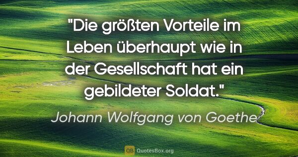 Johann Wolfgang von Goethe Zitat: "Die größten Vorteile im Leben überhaupt wie in der..."