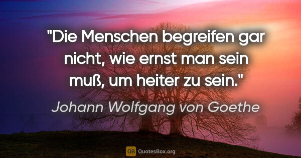 Johann Wolfgang von Goethe Zitat: "Die Menschen begreifen gar nicht, wie ernst man sein muß, um..."