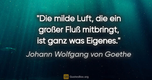 Johann Wolfgang von Goethe Zitat: "Die milde Luft, die ein großer Fluß mitbringt, ist ganz was..."