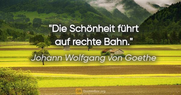 Johann Wolfgang von Goethe Zitat: "Die Schönheit führt auf rechte Bahn."