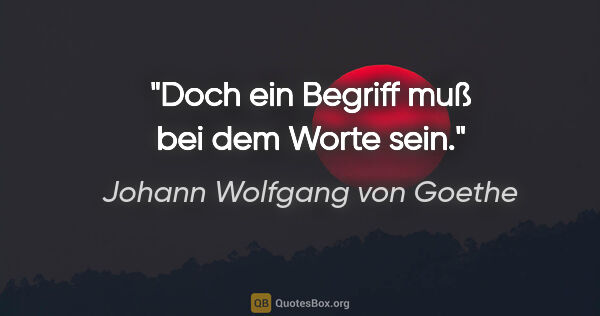 Johann Wolfgang von Goethe Zitat: "Doch ein Begriff muß bei dem Worte sein."