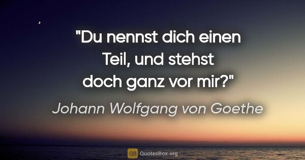 Johann Wolfgang von Goethe Zitat: "Du nennst dich einen Teil, und stehst doch ganz vor mir?"