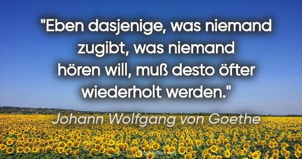 Johann Wolfgang von Goethe Zitat: "Eben dasjenige, was niemand zugibt, was niemand hören will,..."